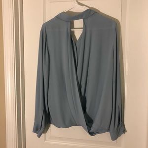 Wrap Back Dusty Blue Blouse